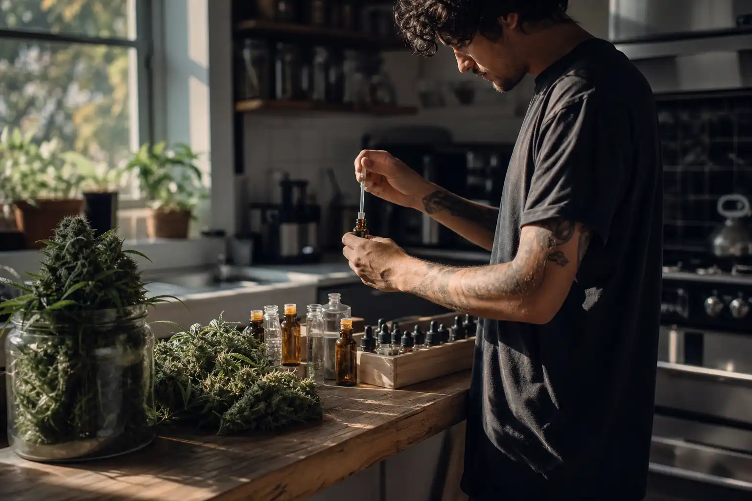 Quelqu'un dose quelque chose, autour de durban poison culture, dans une cuisine.